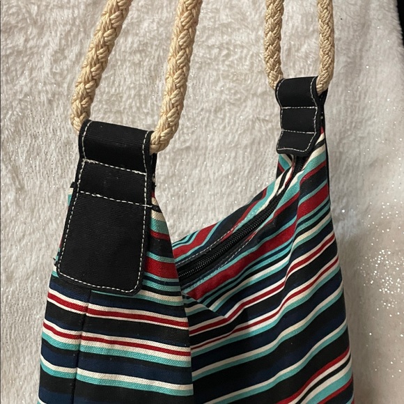 Striped multi Striped Hobo Bag rope handles - Picture 4 of 9